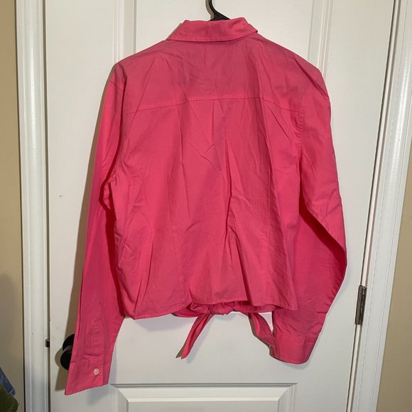 Tommy Hilfiger Jeans Pink Tie-front Long Sleeve Button Down Shirt XL - Picture 5 of 11